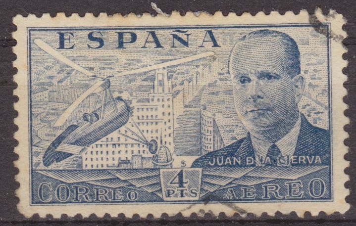 España 1939 886 Sello º Juan de la Cierva y Autogiro 4p Timbre Espagne Espana stamps Spain Briefmarken Spanien francobolli Spagna